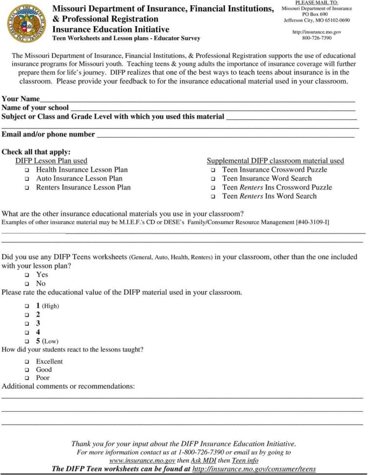 Lesson Plan Renter Insurance  Pdf