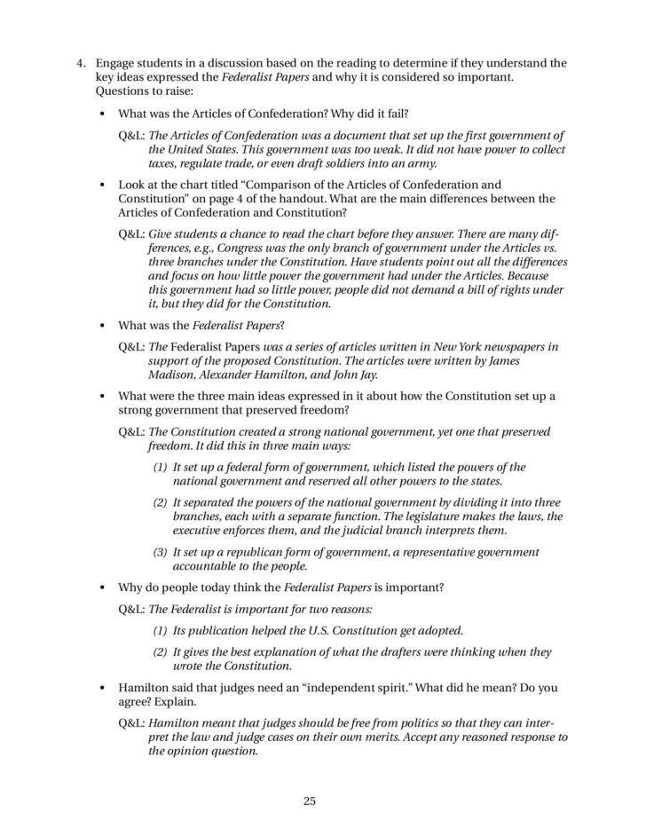 The Federalist Debate Worksheet Answers
