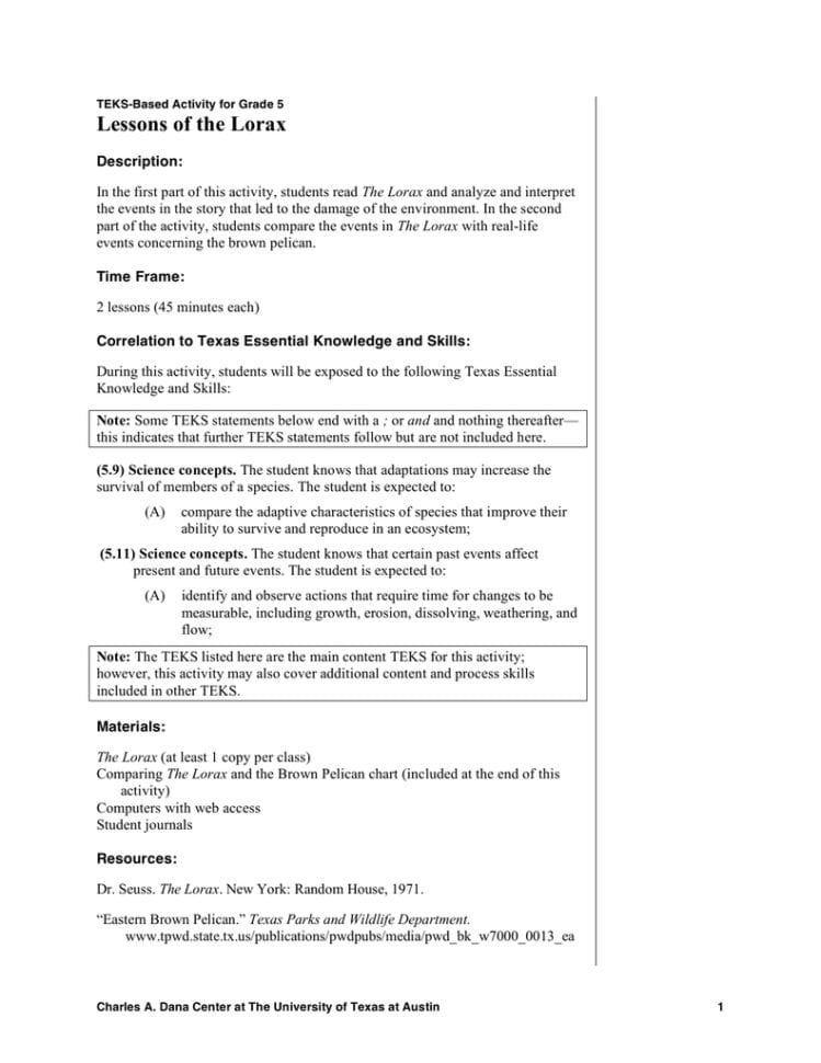 Lessons Of The Lorax