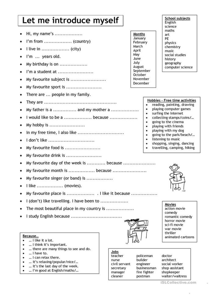 Let Me Introduce Myself  English Esl Worksheets