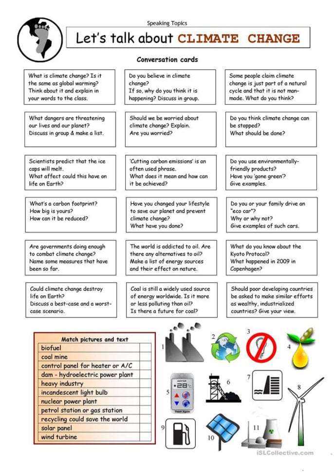 Let's Talk About Climate Change  English Esl Worksheets
