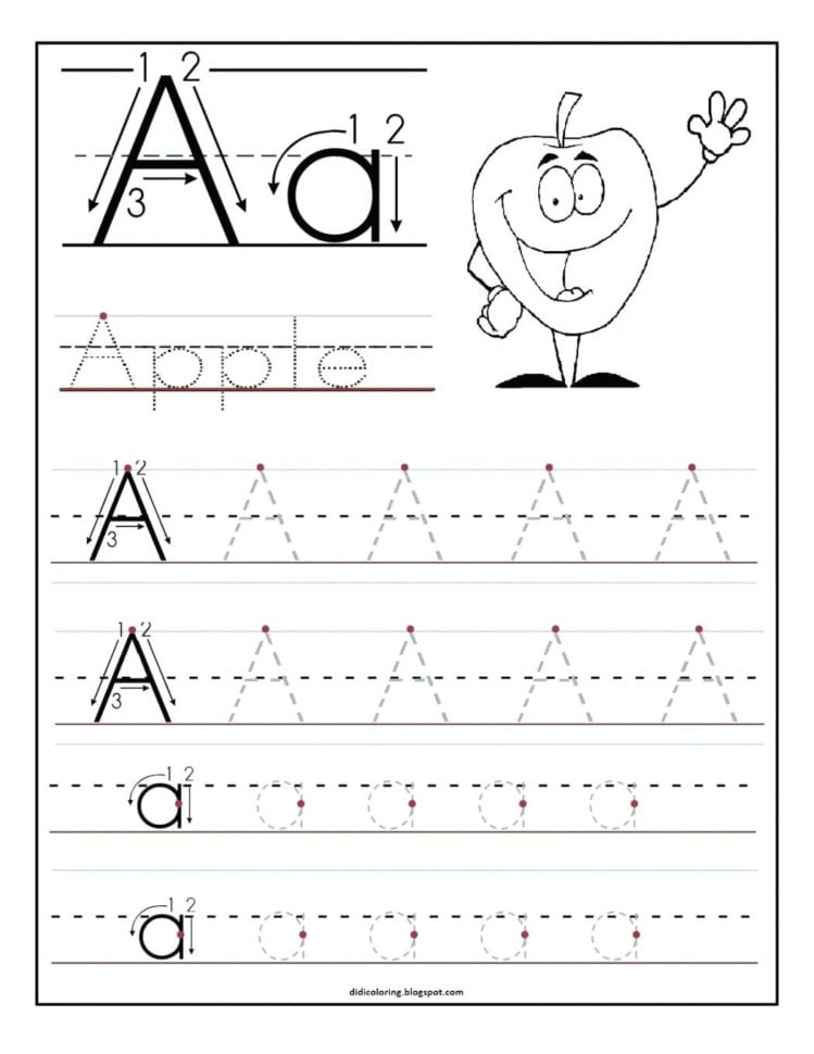 Letter A Coloring Page Alphabet Preschool Printable