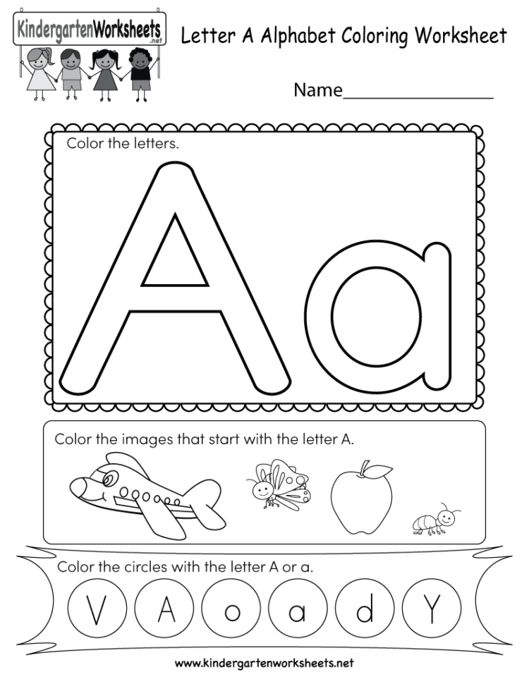 Letter A Coloring Worksheet  Free Kindergarten English