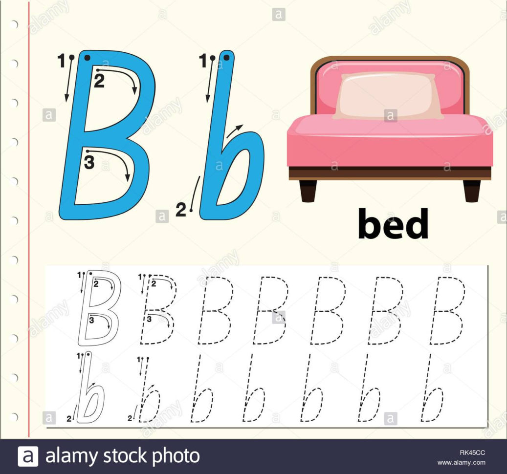 Letter B Tracing Alphabet Worksheets Illustration Stock