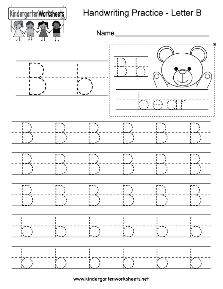 Letter B Writing Practice Worksheet  Free Kindergarten
