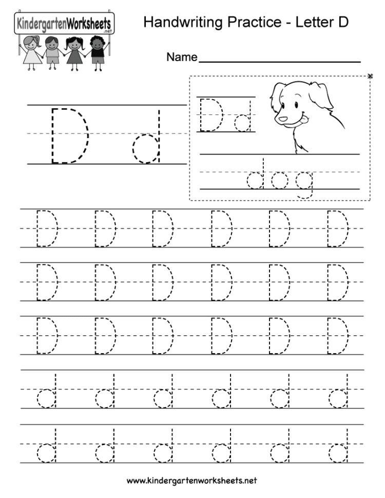 Letter D Writing Practice Worksheet  Free Kindergarten