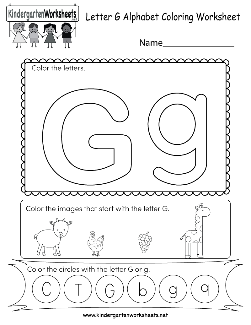 Letter G Coloring Worksheet Free Kindergarten English Db excel