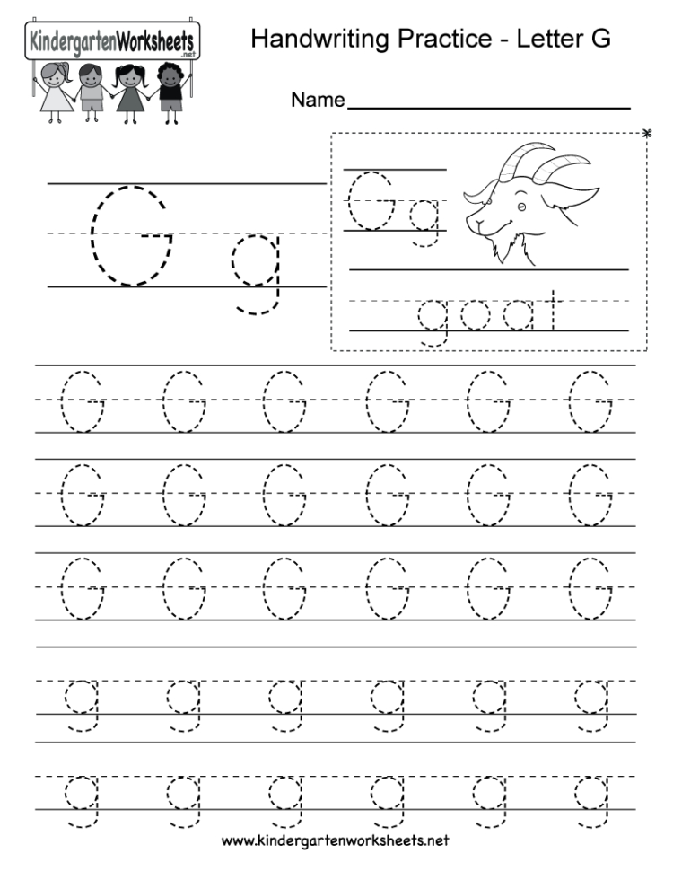 Letter G Writing Practice Worksheet  Free Kindergarten