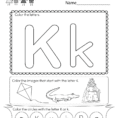Letter K Coloring Worksheet  Free Kindergarten English