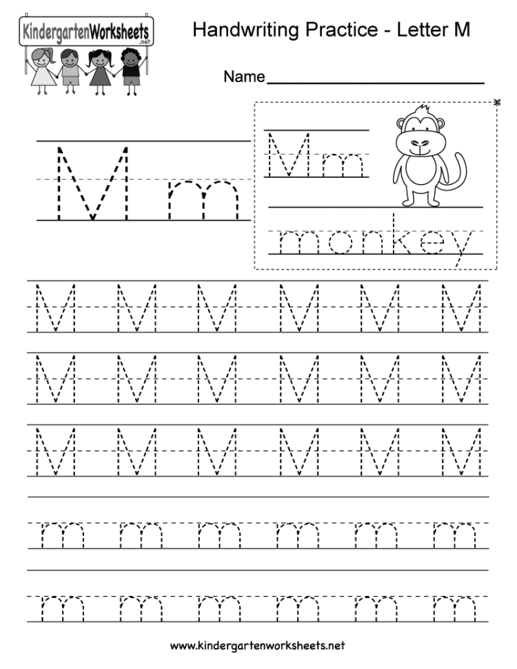 Letter M Writing Practice Worksheet  Free Kindergarten
