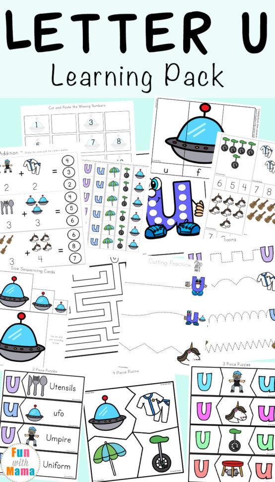 Letter U Worksheets For Preschool  Kindergarten Pack  Fun