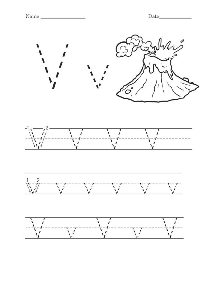 Letter V Worksheets  Kids Learning Activity