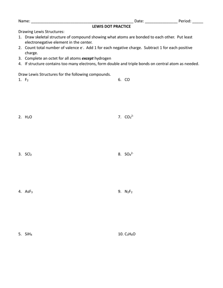 Lewis Structure Practice Worksheet — db-excel.com