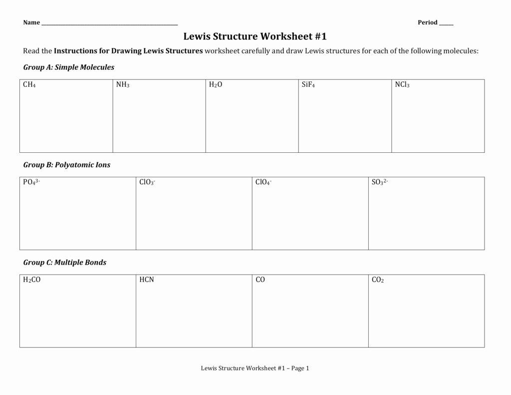 Lewis Structure Worksheet 1 Answer Key
