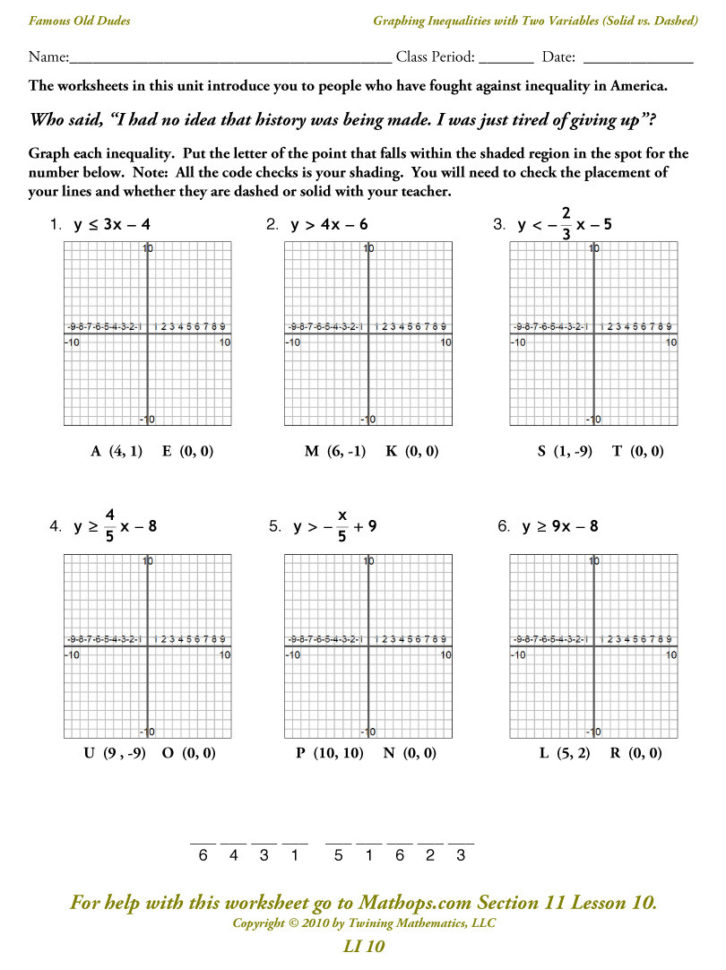 Graphing Systems Of Inequalities Worksheet