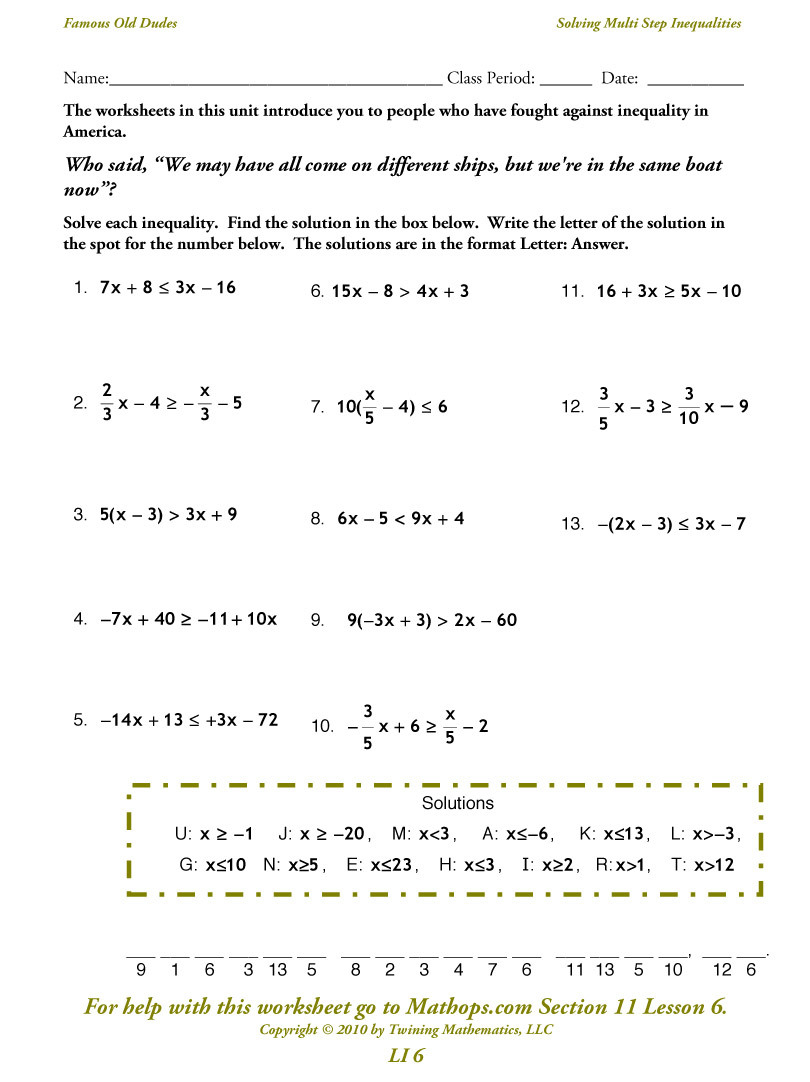 Li 6 Solving Multi Step Inequalities  Mathops