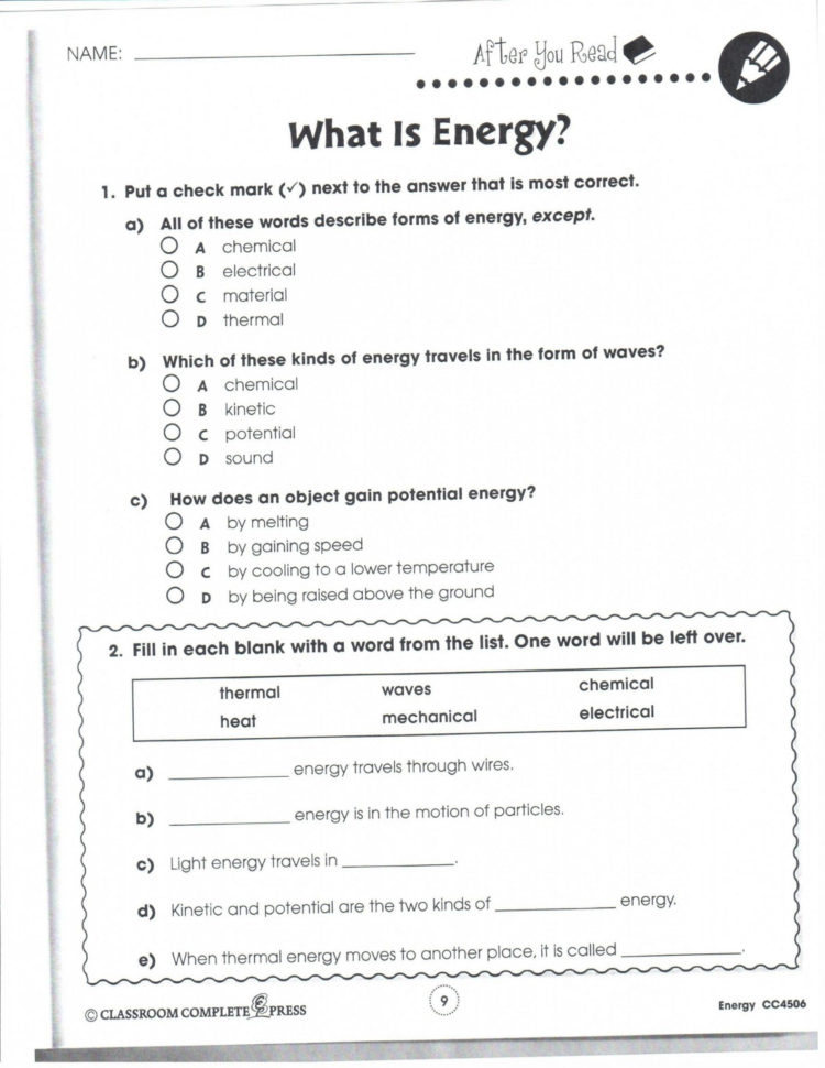 Light Ves Chem Worksheet 5 1 Answer Key