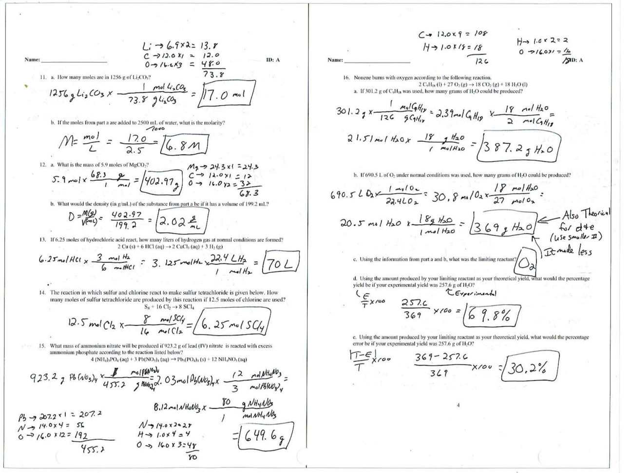 Limiting Reagent Worksheet  Worksheet Idea