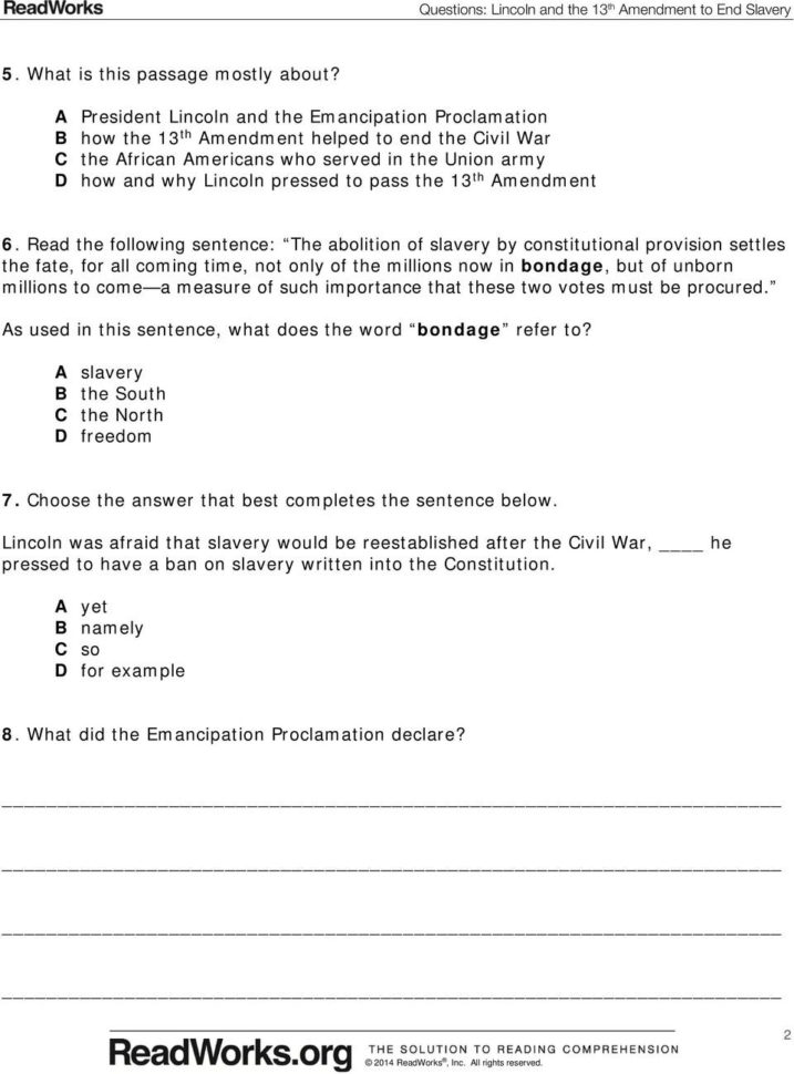 Lincoln And The 13 Th Amendment To End Slaveryreadworks