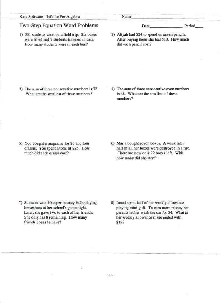 Two Variable Equations Worksheet Two Variable Equations Worksheet