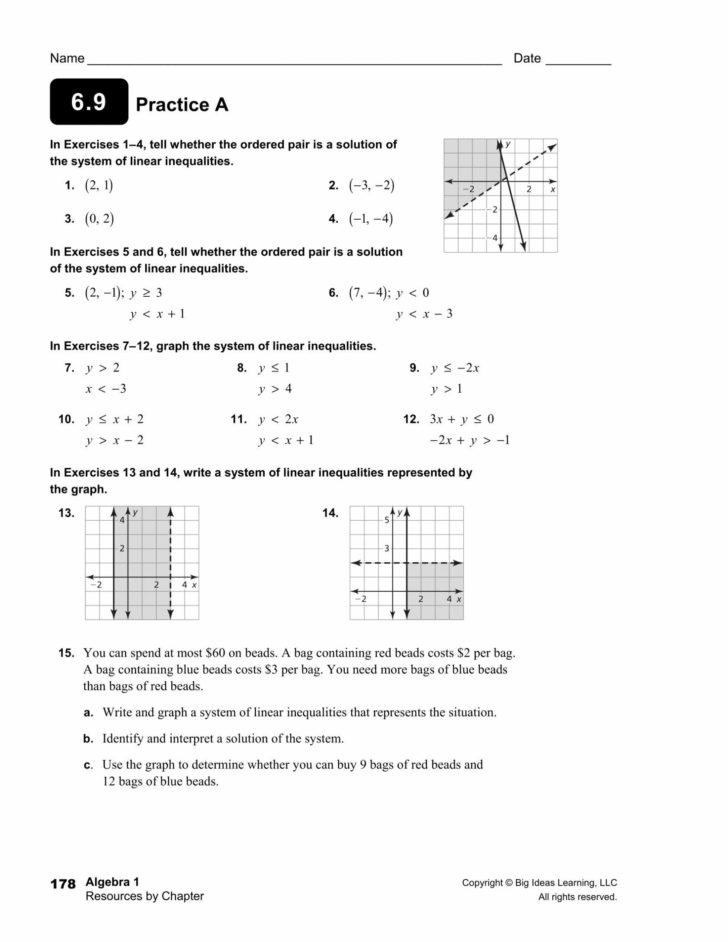 Solving Linear Inequalities Worksheet