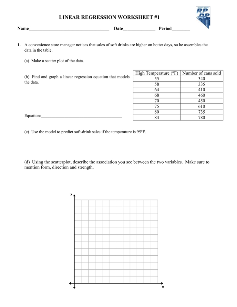 Practice Worksheet Linear Regression Answers