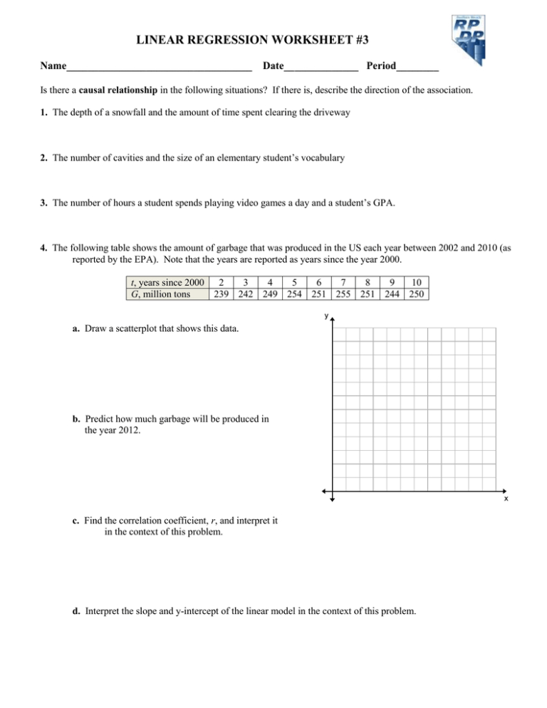 Linear Regression Worksheet Answers — db-excel.com