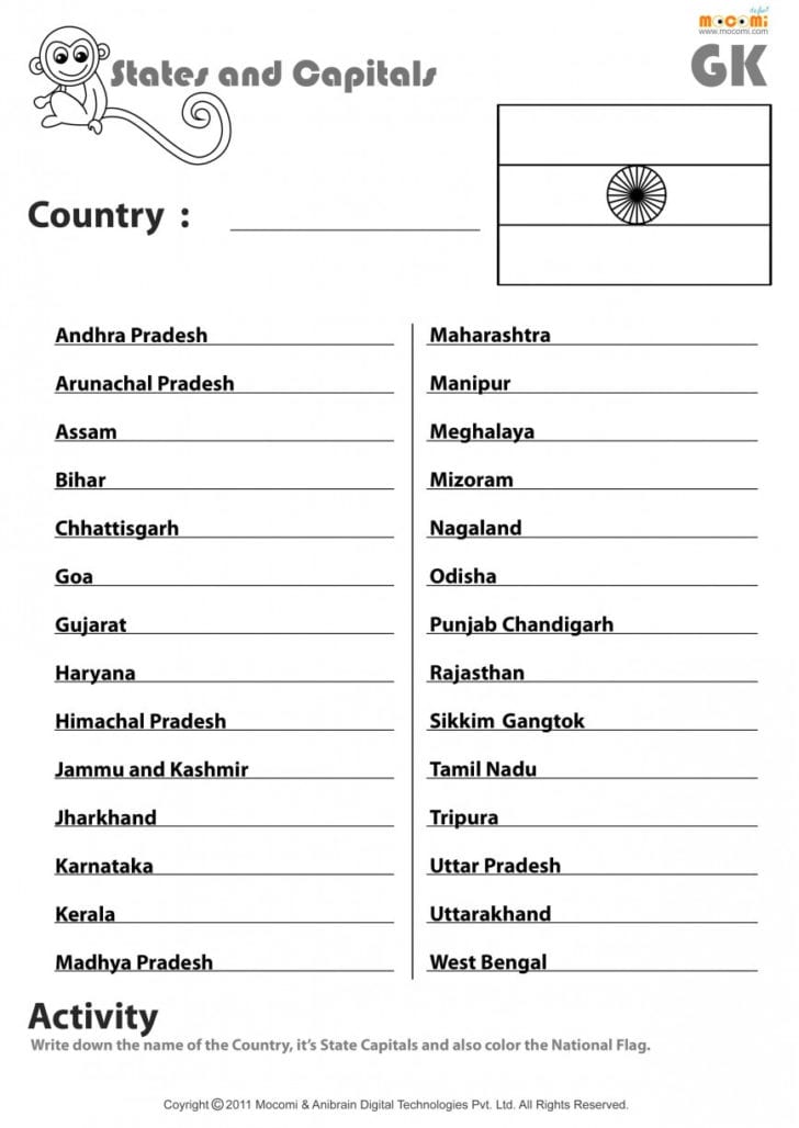 50 States Worksheets Pdf