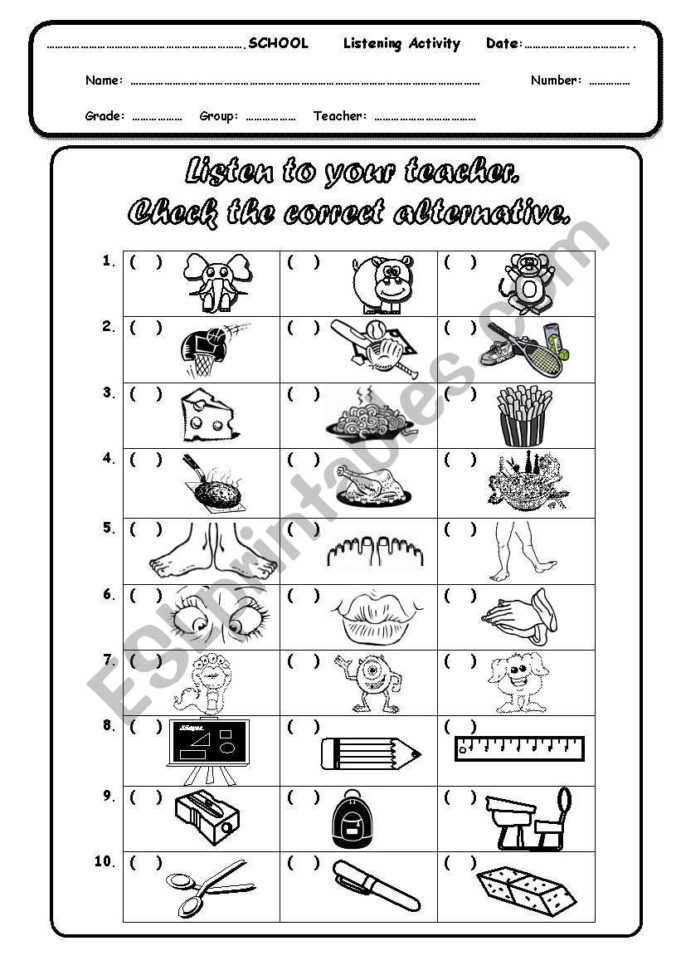 Listening Activity For Kids  Esl Worksheetthalia Gralik