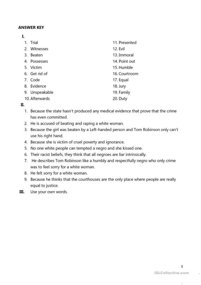 Listening Activity To Kill A Mockingbird  Atticus Finch's
