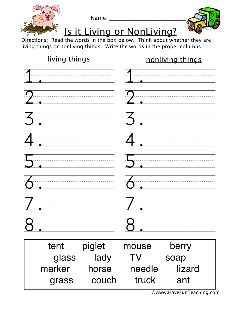 Living And Nonliving Things Worksheets  Have Fun Teaching
