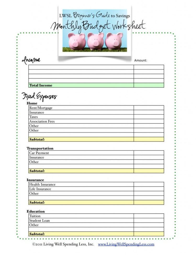 Living Expenses Spreadsheet Free Budget Worksheet Well