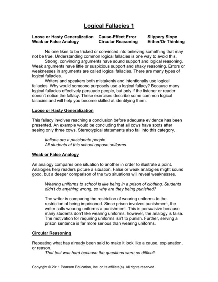 Logical Fallacies 1  Madison Public Schools