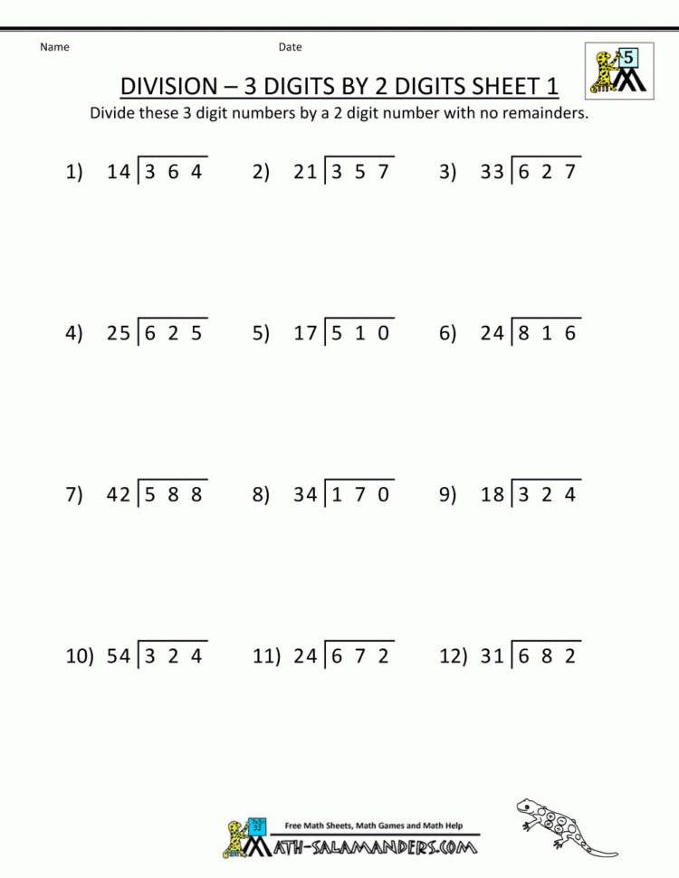 Long Division Worksheets For 5Th Grade
