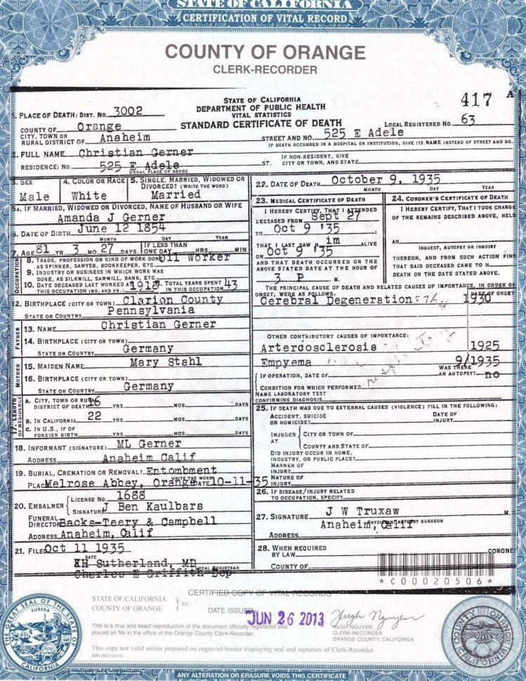 Long Form Birth Certificate California  Somord
