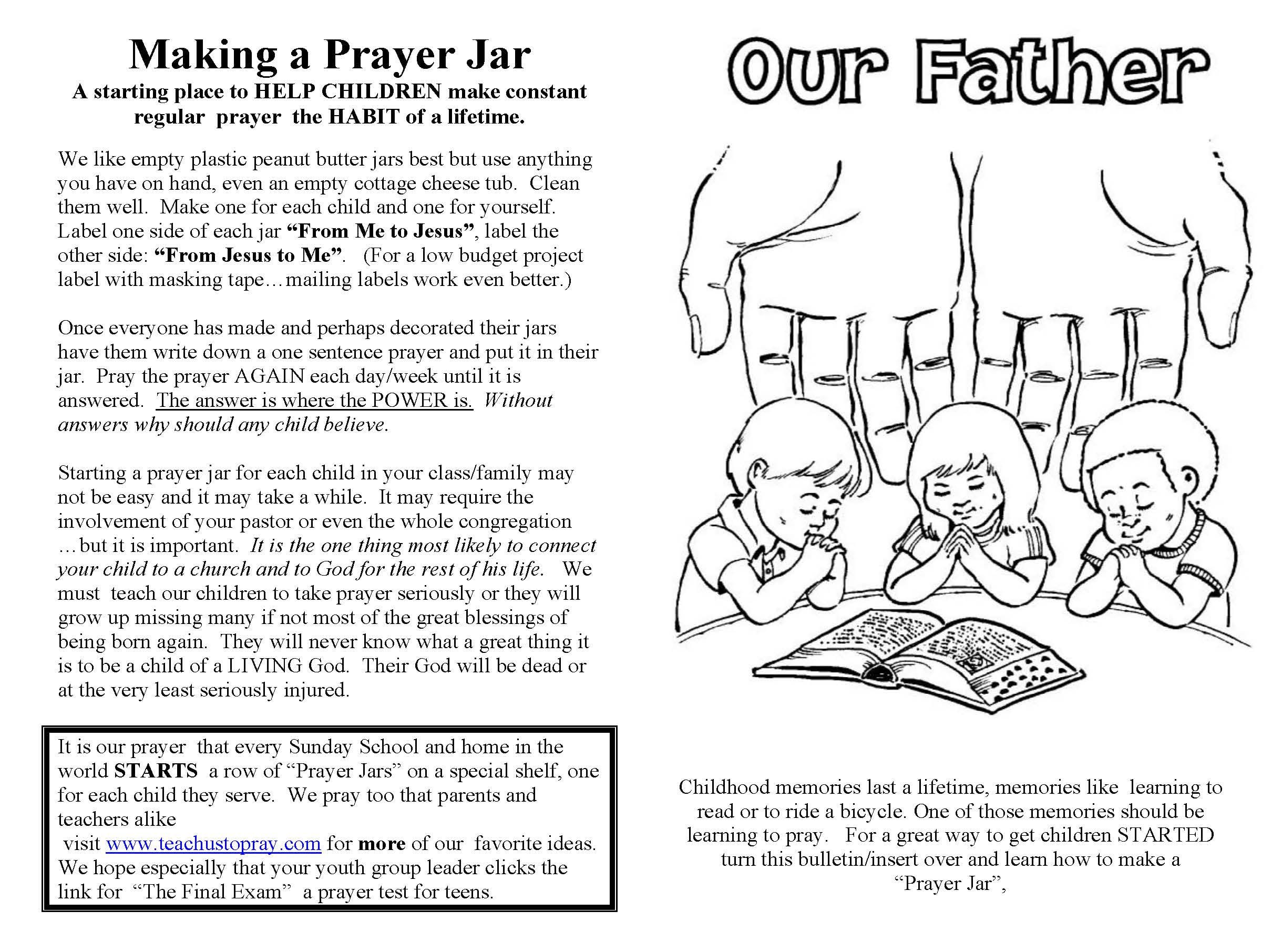 Lord's Prayer For Children Free Prayer Coloring And Prayer