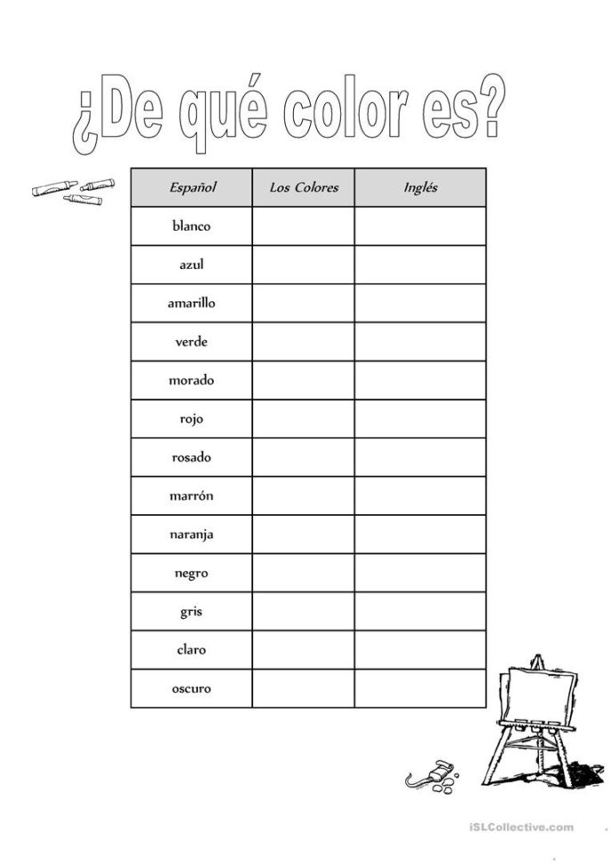 Los Colores  English Esl Worksheets