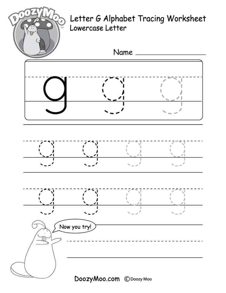 Lowercase Letter "g" Tracing Worksheet  Doozy Moo