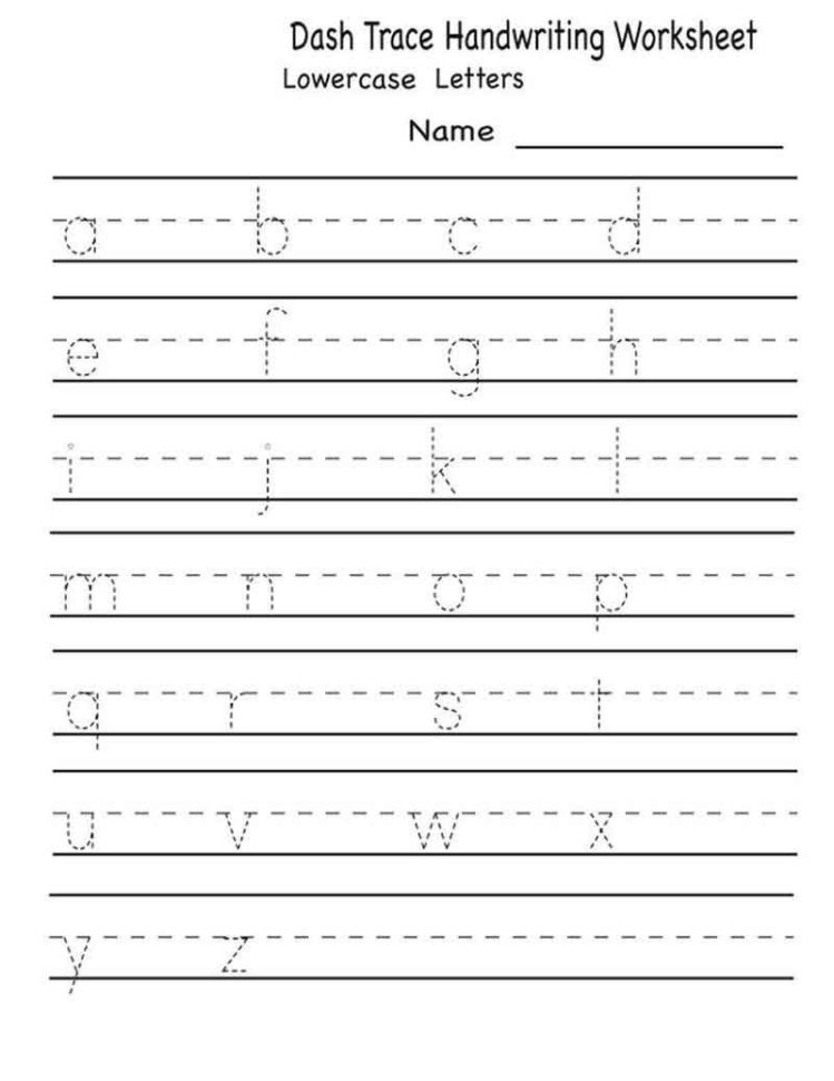Lowercase Trace Kindergarten Handwriting Worksheets