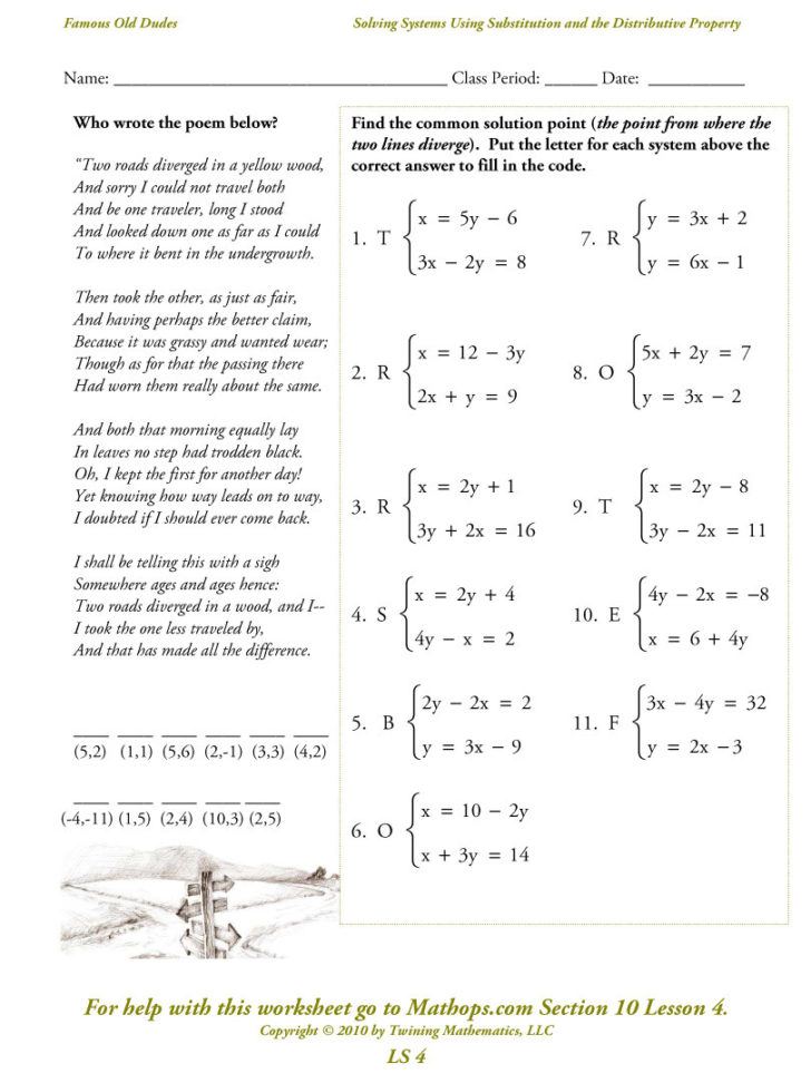 Solving Systems Of Equations By Elimination Worksheet Show Work