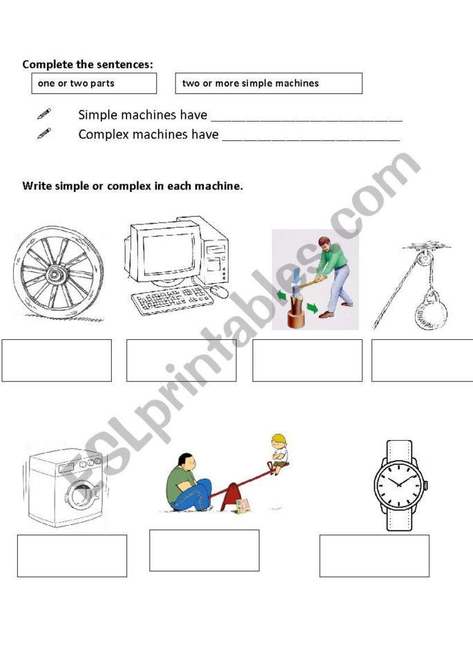 Machines Simple And Complex  Esl Worksheetmamen298