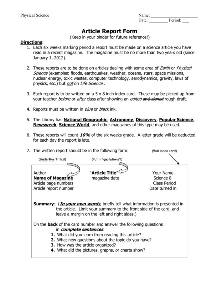 Magazine Report Form