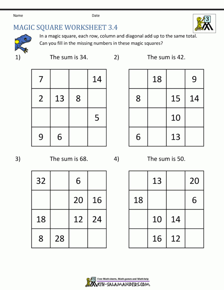 Magic Squares Worksheet Db excel