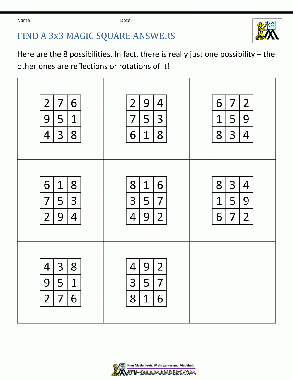 Magic Squares Worksheet Db excel