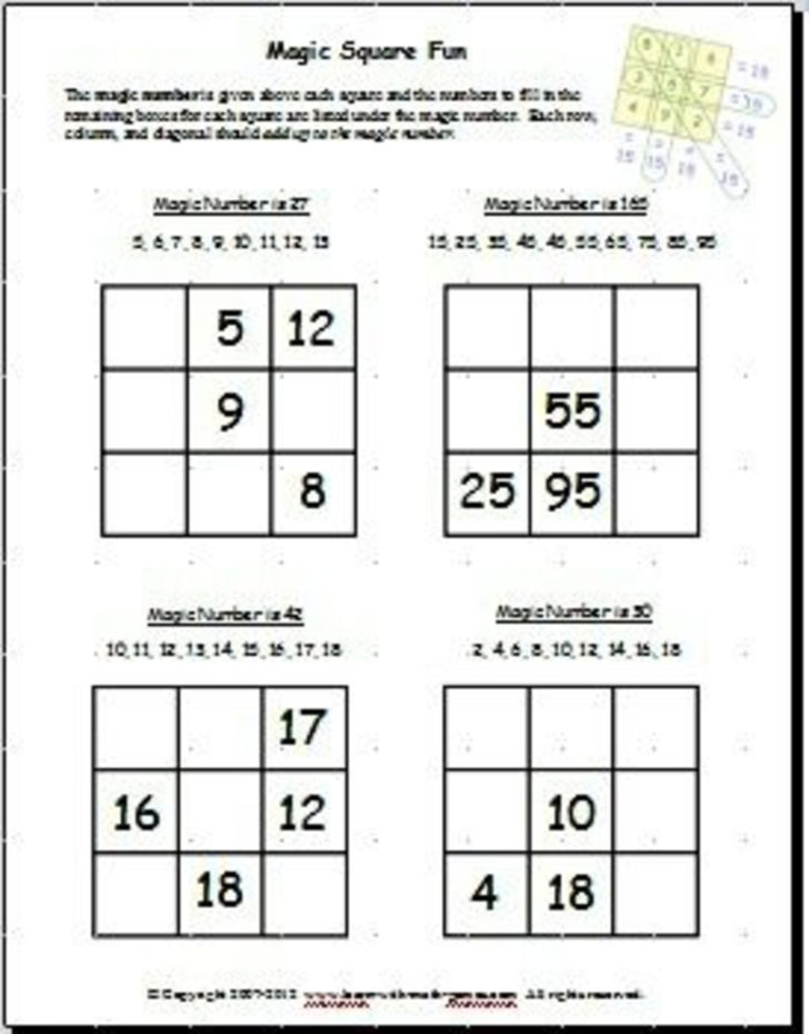 Magic Squares Worksheet Magic Squares Worksheet