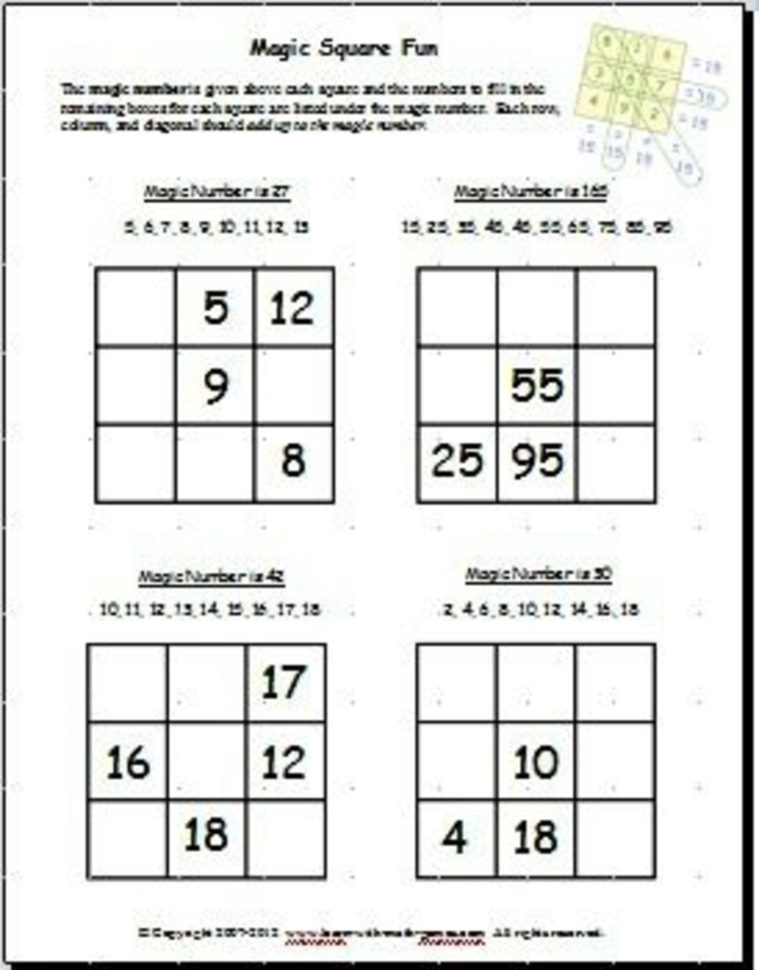 How To Do Magic Number Squares Worksheets