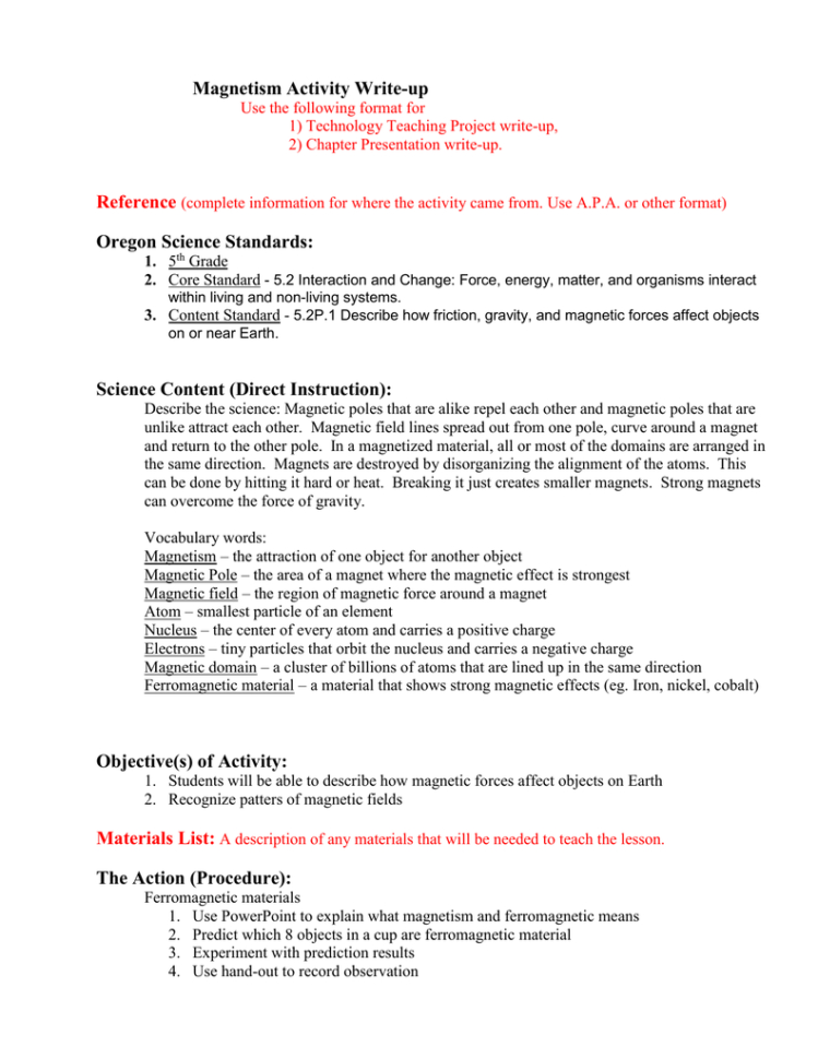 Magnetism Activity Writeup