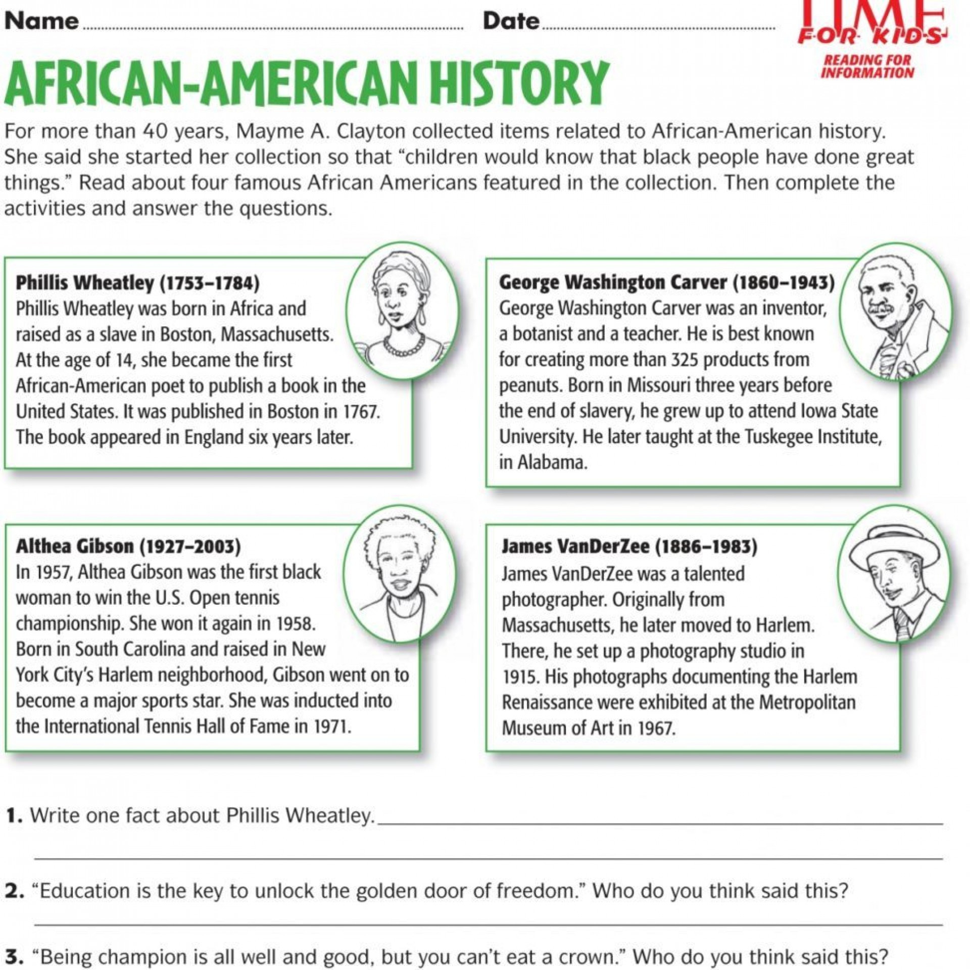 Magnificent Black History Word Search Free Printable