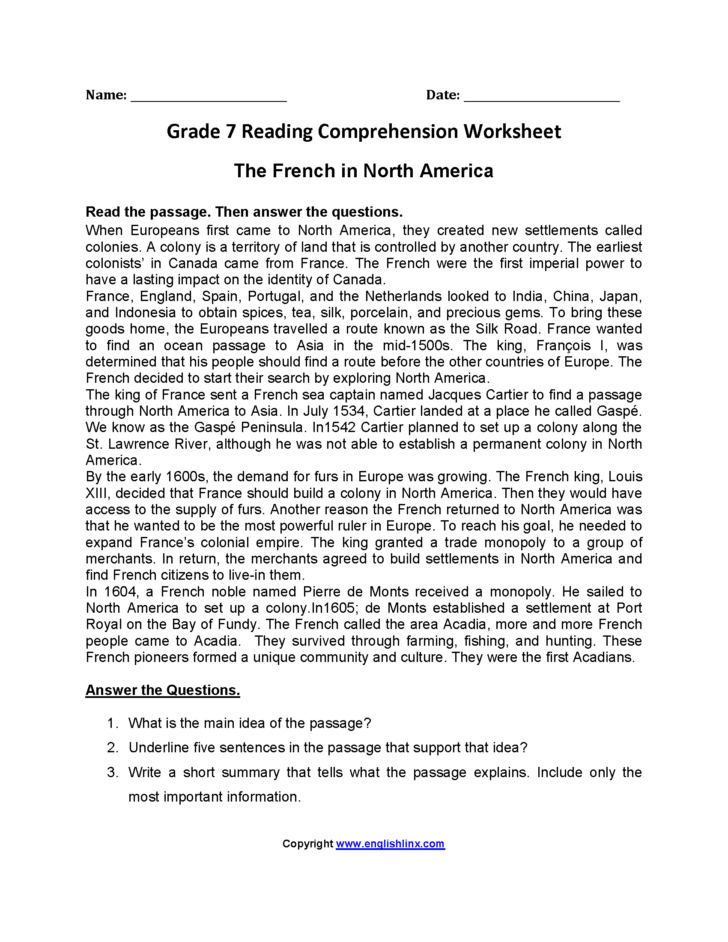 Free Printable Main Idea Worksheets