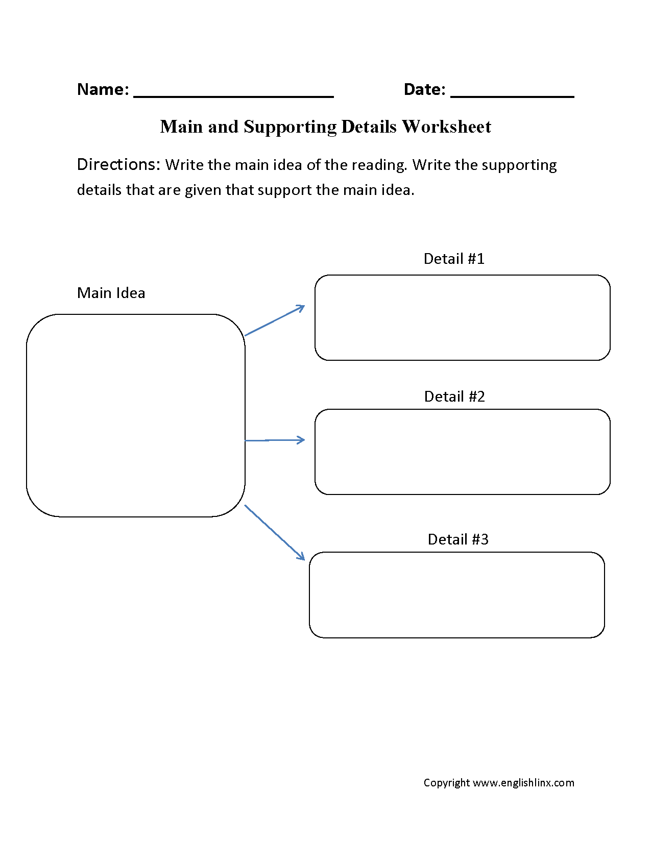 Main Idea Worksheets  Main Idea And Supporting Details